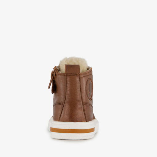 Hoge leren sneakers voor jongens cognac