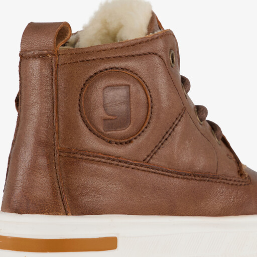 Hoge leren sneakers voor jongens cognac