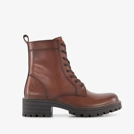 Leren dames veterboots cognac