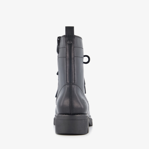 Dames veterboots met luipaardprint zwart