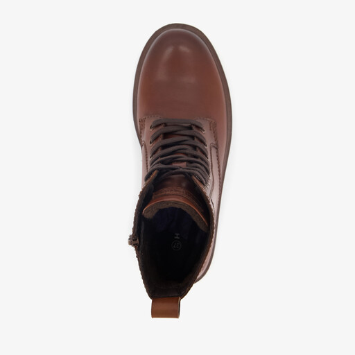 Leren dames veterboots cognac