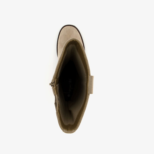 Leren dames laarzen met hak beige