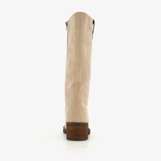 Leren dames laarzen met hak beige