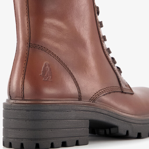 Leren dames veterboots cognac