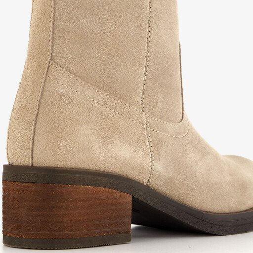 Leren dames laarzen met hak beige