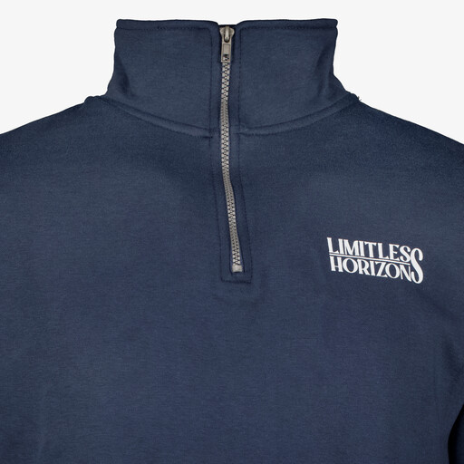 Heren trui met rits blauw