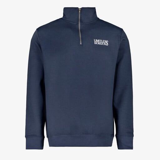 Heren trui met rits blauw