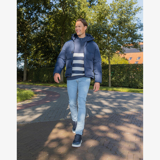 Gewatteerde heren jas blauw