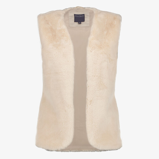 Fake fur dames gilet beige