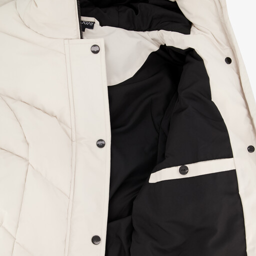 Gewatteerde dames winterjas lichtbeige