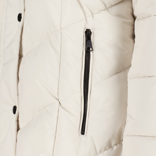 Gewatteerde dames winterjas lichtbeige