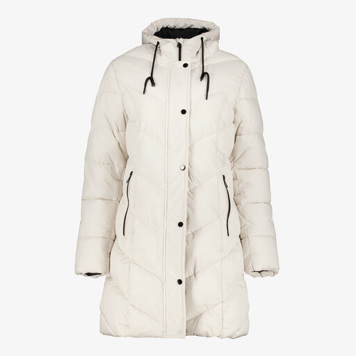 Gewatteerde dames winterjas lichtbeige