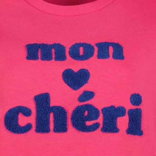 Dames sweater met blauwe tekstopdruk roze