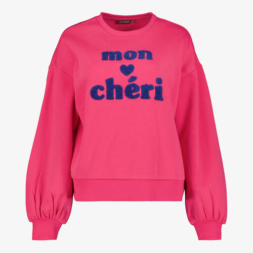 Dames sweater met blauwe tekstopdruk roze