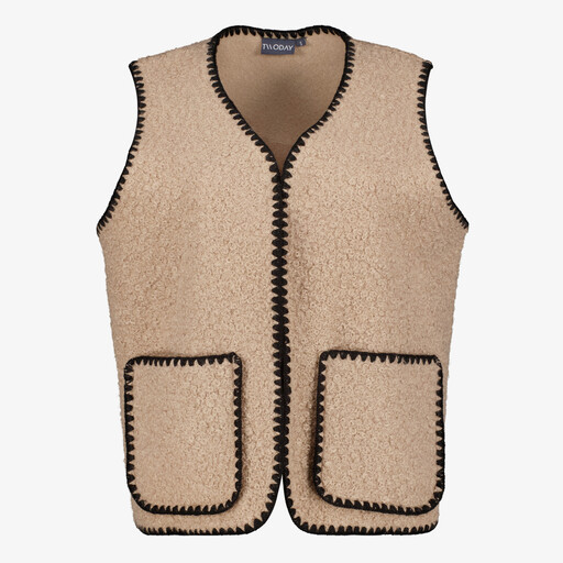 Dames teddy gilet bruin