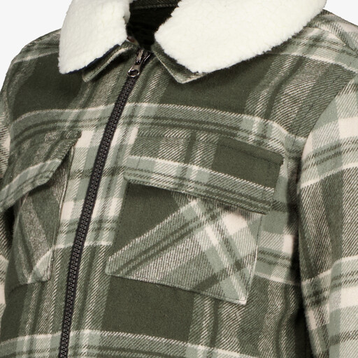 Geruite jongens shacket met teddy kraag