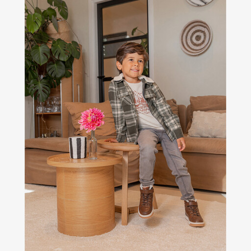 Jongens shirt met lange mouwen en wolven beige