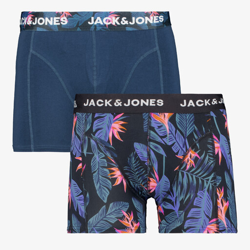 Heren boxershorts met blaadjesprint 2-pack blauw
