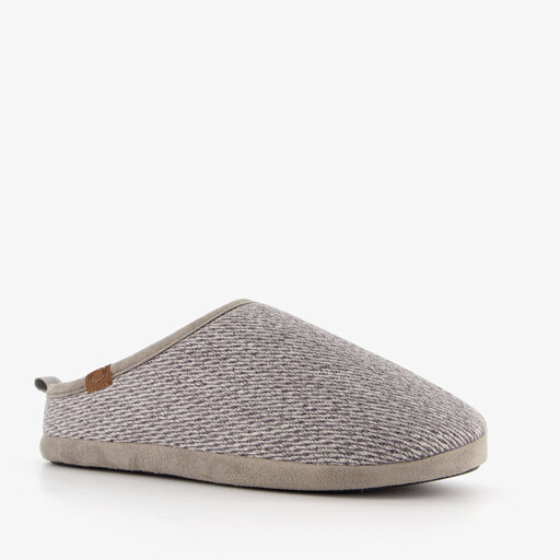 Heren instap heren pantoffels met voering lichtgrijs