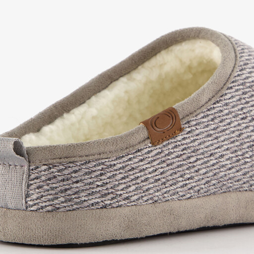 Heren instap heren pantoffels met voering lichtgrijs