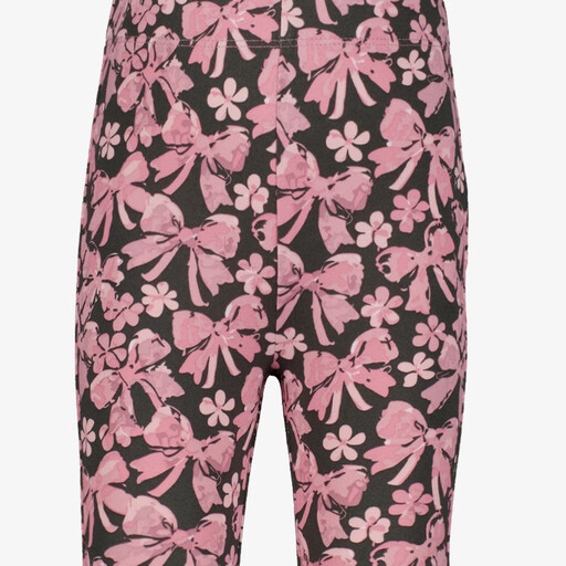 Flared meisjes broek met bloemenprint roze zwart
