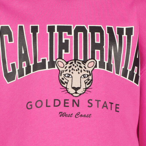 Meisjes sweater met tekst en panterkop roze