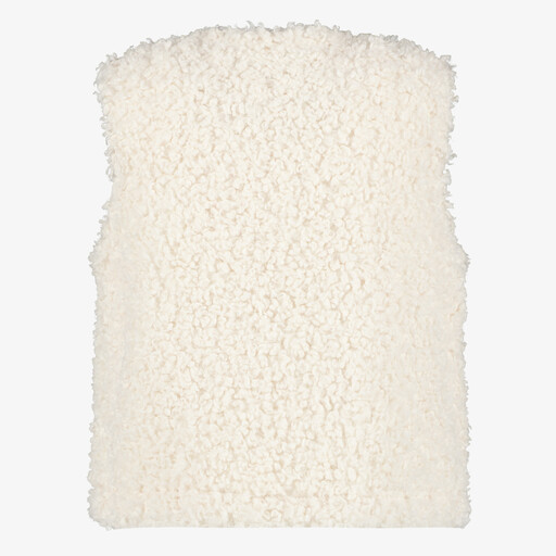 Meisjes teddy gilet met bloemetjes wit