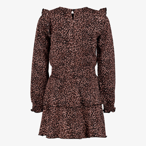 Meisjes jurk met panterprint en ruches