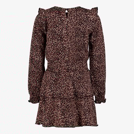 Meisjes jurk met panterprint en ruches