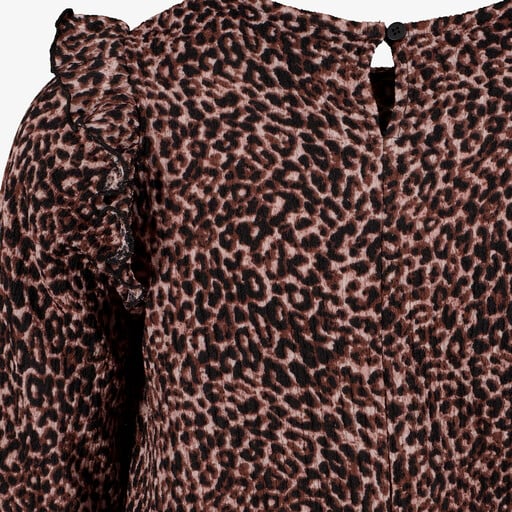 Meisjes jurk met panterprint en ruches