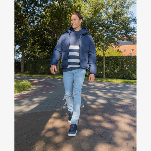 Heren trui donkerblauw wit