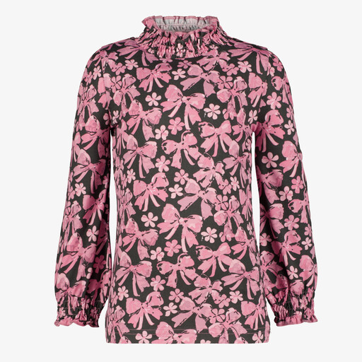 Meisjes coltrui met strikjes zwart roze