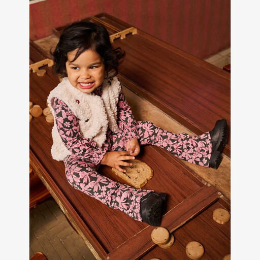 Meisjes coltrui met strikjes zwart roze