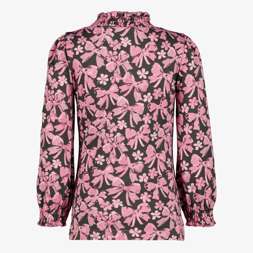 Meisjes coltrui met strikjes zwart roze