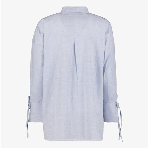 Gestreepte dames blouse strass steentjes blauw