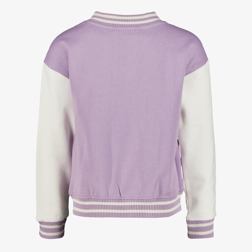 Meisjes baseball jas met kralen strik paars wit