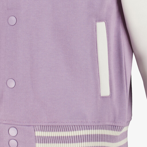 Meisjes baseball jas met kralen strik paars wit