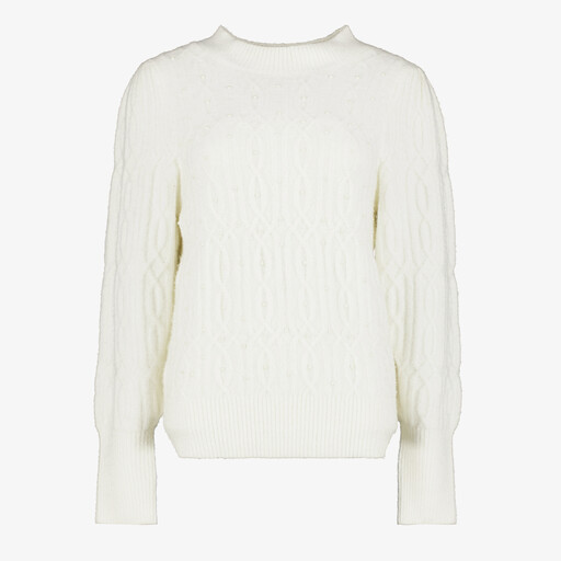 Gebreide dames trui met parels wit