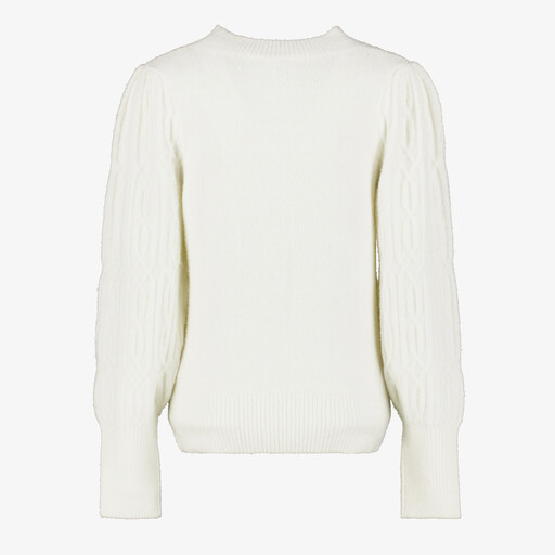 Gebreide dames trui met parels wit