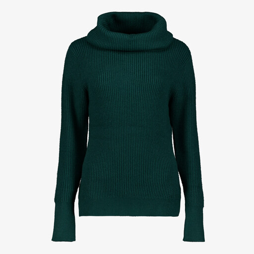 Geribde dames coltrui groen