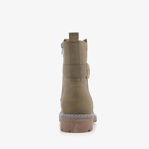 Dames enkellaarsjes met gesp kaki