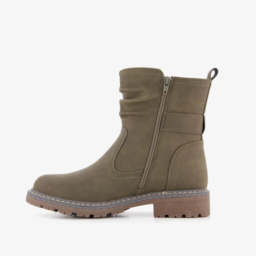 Dames enkellaarsjes met gesp kaki