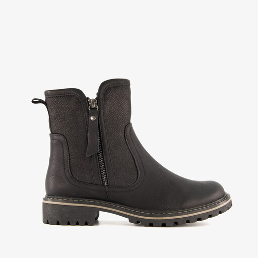 Gevoerde dames enkellaarzen zwart