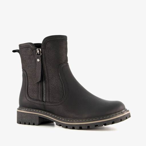 Gevoerde dames enkellaarzen zwart