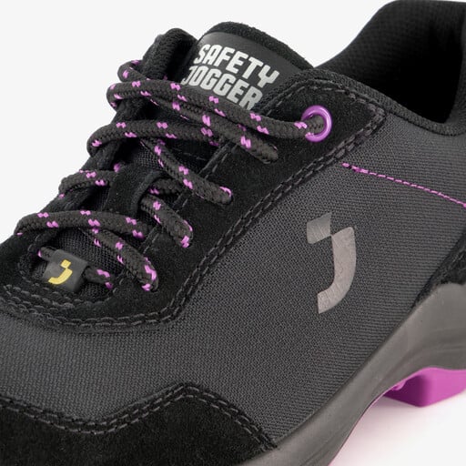Organic S1P lage dames veiligheidsschoen zwart paars