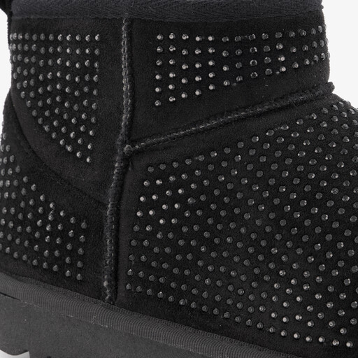 Dames enkellaarsjes met strass steentjes zwart