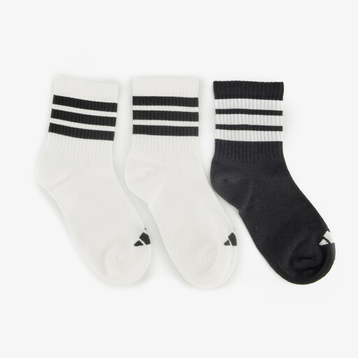 3 paar Ribbed kids sokken wit zwart