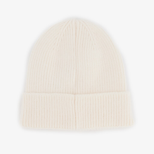 Gebreide meisjes muts met hartje wit