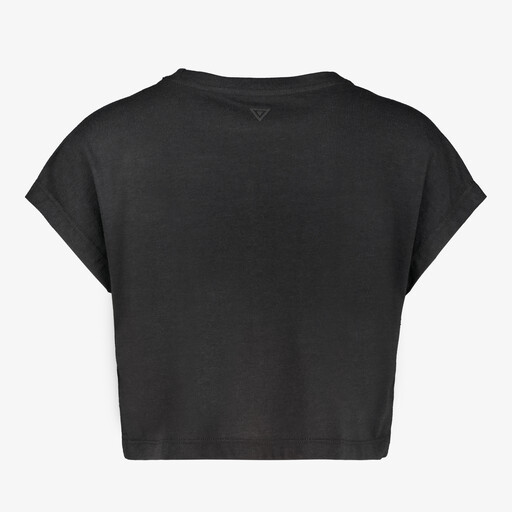 Cropped meisjes sport T-shirt met tekstopdruk zwart