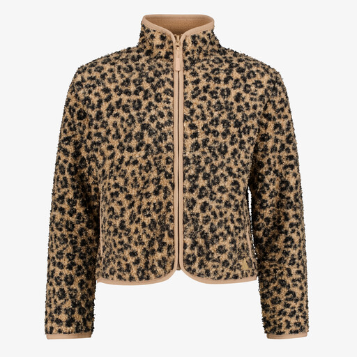 Meisjes outdoor fleece vest met panterprint